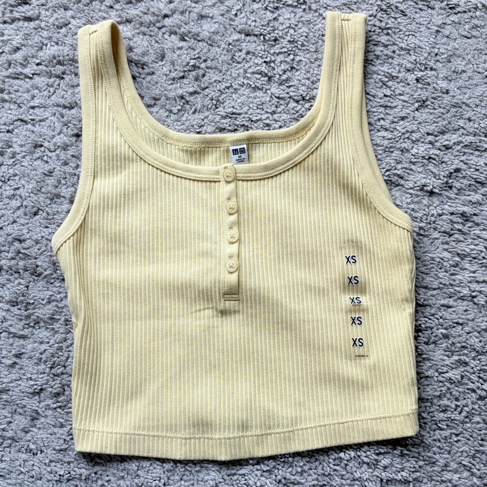 Yellow Ribbed Tank Top - Croppd